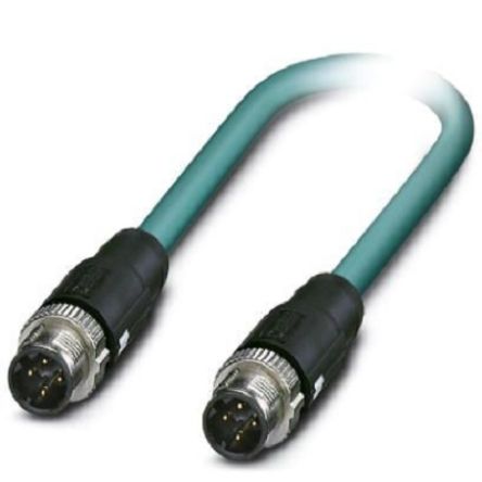 Phoenix Contact Ethernetkabel Cat.5, 2m, Blau Patchkabel, A M12 Geschirmt Stecker, B M12