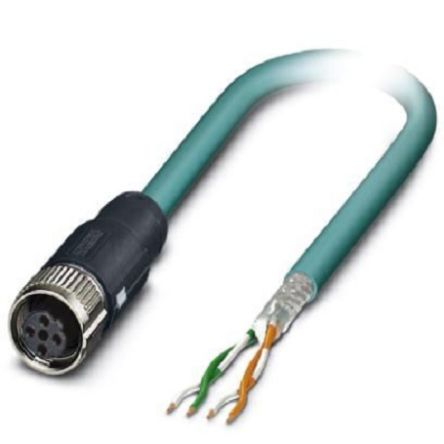 Phoenix Contact Ethernetkabel Cat.5, 1m, Blau Patchkabel, A M12 Geschirmt Buchse, B Offenes Ende