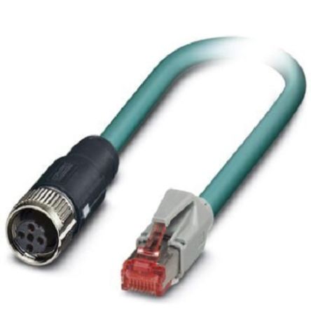 Phoenix Contact Ethernetkabel Cat.5, 1m, Blau Patchkabel, A M12 Geschirmt Buchse, B RJ45