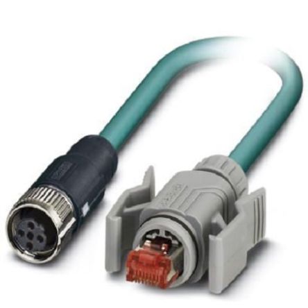 Phoenix Contact Ethernetkabel Cat.5, 10m, Blau Patchkabel, A M12 Geschirmt Buchse, B RJ45