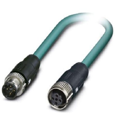 Phoenix Contact Ethernetkabel Cat.5, 1m, Blau Patchkabel, A M12 Geschirmt Stecker, B M12