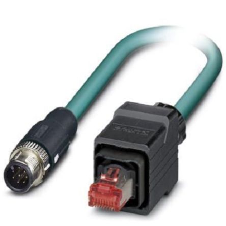 Phoenix Contact Ethernetkabel Cat.5, 1m, Blau Patchkabel, A M12 Geschirmt Stecker, B RJ45