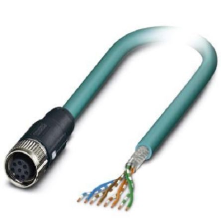 Phoenix Contact Ethernetkabel Cat.5, 1m, Blau Patchkabel, A M12 Geschirmt Buchse, B Offenes Ende