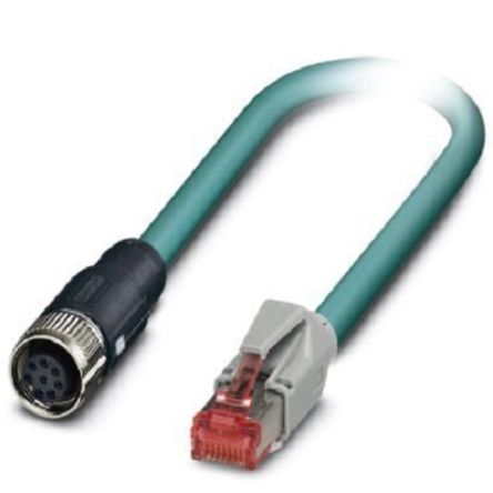 Phoenix Contact Ethernetkabel Cat.5, 2m, Blau Patchkabel, A M12 Geschirmt Buchse, B RJ45