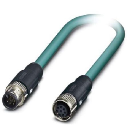 Phoenix Contact Ethernetkabel Cat.5, 1m, Blau Patchkabel, A M12 Geschirmt Stecker, B M12