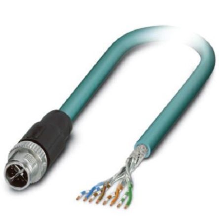 Phoenix Contact Ethernetkabel Cat.6a, 1m, Blau Patchkabel, A M12 Geschirmt Stecker, B Offenes Ende