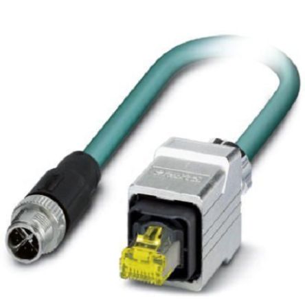 Phoenix Contact Ethernetkabel Cat.6a, 1m, Blau Patchkabel, A M12 Geschirmt Stecker, B RJ45
