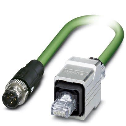 Phoenix Contact Ethernetkabel Cat.5, 5m, Grün Patchkabel, A M12 Geschirmt Stecker, B RJ45