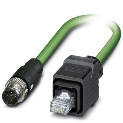 Phoenix Contact Ethernetkabel Cat.5, 10m, Grün Patchkabel, A M12 Geschirmt Stecker, B RJ45
