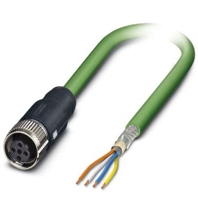 Phoenix Contact Ethernetkabel Cat.5, 5m, Grün Patchkabel, A M12 Geschirmt Buchse, B Offenes Ende