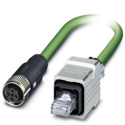 Phoenix Contact Ethernetkabel Cat.5, 1m, Grün Patchkabel, A M12 Geschirmt Buchse, B M12