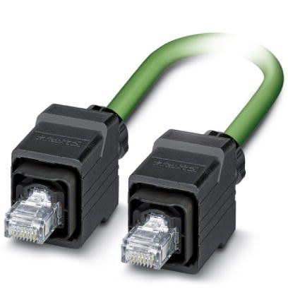 Phoenix Contact Ethernetkabel Cat.5e, 1m, Grün Patchkabel, A RJ45 Geschirmt Stecker, B RJ45