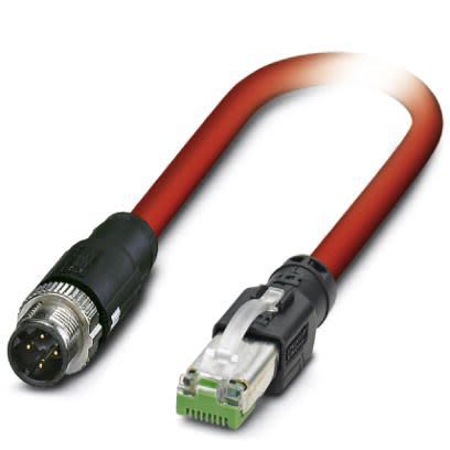 Phoenix Contact Ethernetkabel Cat.5, 10m, Rot Patchkabel, A M12 Geschirmt Stecker, B RJ45
