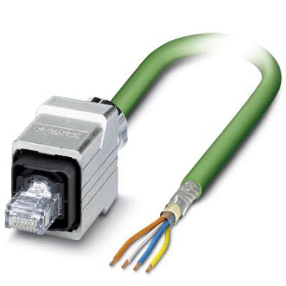 Phoenix Contact Ethernetkabel Cat.5e, 5m, Grün Patchkabel, A RJ45 Geschirmt Stecker, B Offenes Ende