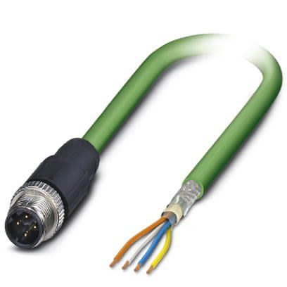 Phoenix Contact Ethernetkabel Cat.5, 2m, Grün Patchkabel, A M12 Geschirmt Stecker, B Offenes Ende