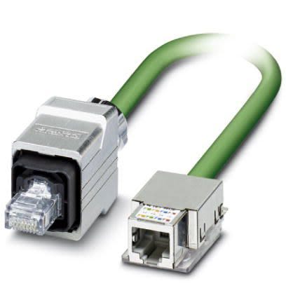 Phoenix Contact Cat5e Straight Male RJ45 To Straight Female RJ45 Ethernet Cable, Shielded, Green, 2m