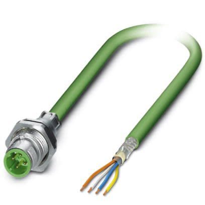 Phoenix Contact Ethernetkabel Cat.5, 500mm, Grün Patchkabel, A M12 Geschirmt Stecker, B Offenes Ende