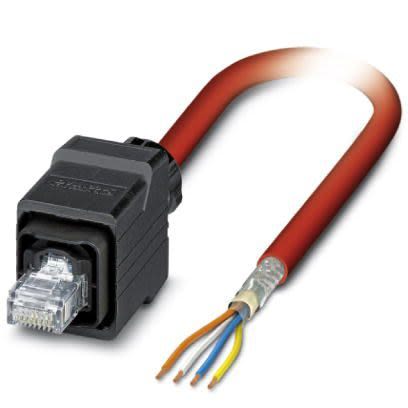 Phoenix Contact Cat5 Straight Male RJ45 To Unterminated Ethernet Cable, Shielded, Red, 5m