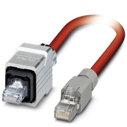 Phoenix Contact Cat5 Straight Male RJ45 To Straight RJ45 Ethernet Cable, Shielded, Red, 5m