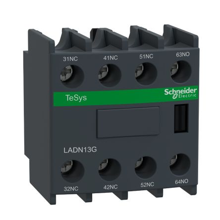 Schneider Electric LADN Hilfskontaktblock 4-polig TeSys, 1 Schließer + 3 Öffner Frontmontage 10 A