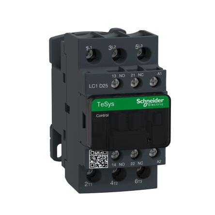 Schneider Electric LC1D Series Contactor, 3-Pole, 25 A, 1 NO + 1 NC