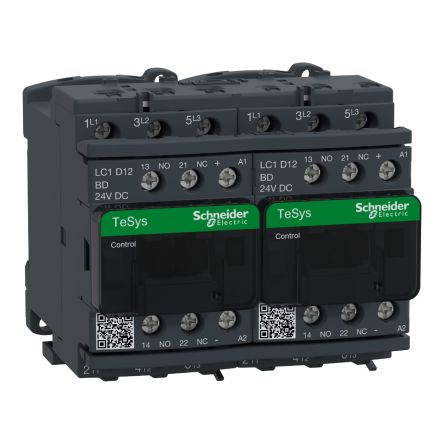 Schneider Electric LC2D Series Reversing Contactor, 3-Pole, 12 A, 1 NO + 1 NC