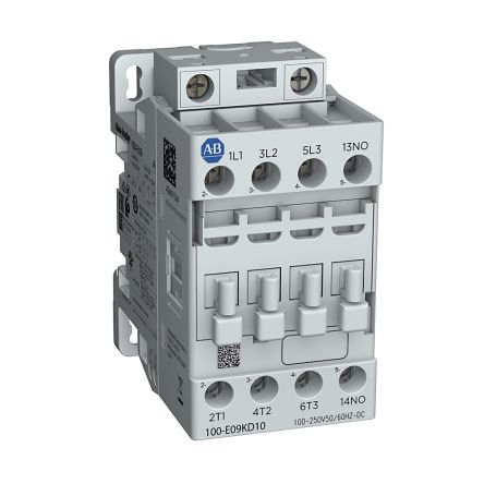 Rockwell Automation 100-E Contactors Series Contactor, 24 → 60 V Ac Coil, 3-Pole, 9 A, 5.5 KW, 1NC