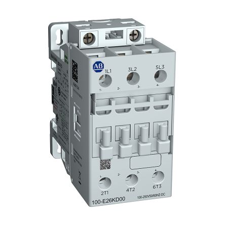 Rockwell Automation Contactor 100-E26KD00 100-E Contactors De 3 Polos, 1 NC, 26 A, Bobina 100 A 250 V Ac