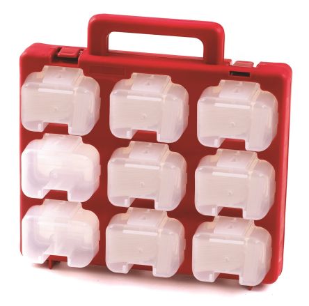 RS PRO Kleinteilebox, Kunststoff Rot, Weiß, 18 Fächer, 330mm X 330mm X 130mm