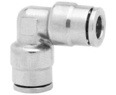 Norgren PNEUFIT 10 Series Elbow Fitting, Push In 8 Mm To Push In 8 Mm, Tube-to-Tube Connection Style, 10040
