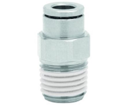 Norgren PNEUFIT 10 Series Straight Threaded Adaptor, R 1/8 Male To Push In 5 Mm, Threaded-to-Tube Connection Style