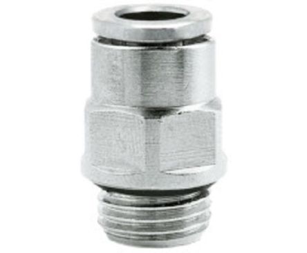 Norgren PNEUFIT 10 Series Straight Threaded Adaptor, G 1/8 Male To Push In 8 Mm, Threaded-to-Tube Connection Style