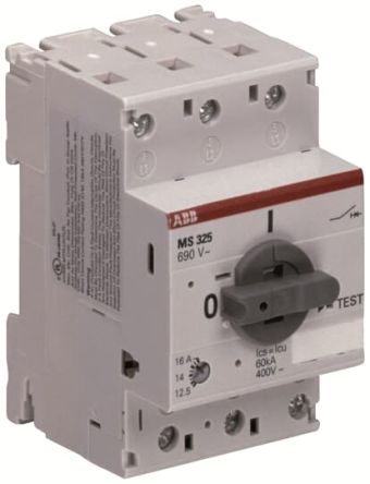 ABB Arrancador Manual MS225 Y MS/MO325 Incluidos Los Accesorios, 630 MA, Trifásico, IP20