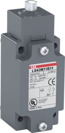 ABB Plunger Limit Switch, 1NO/1NC, IP66, Metal Housing, 400V Ac Ac Max