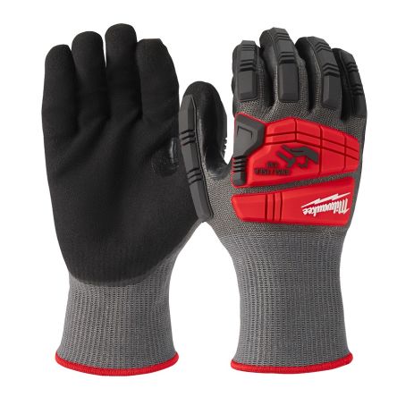 Milwaukee Guantes De Nitrilo Gris, Talla 11, XXL, Con Recubrimiento De Nitrilo, Uso General