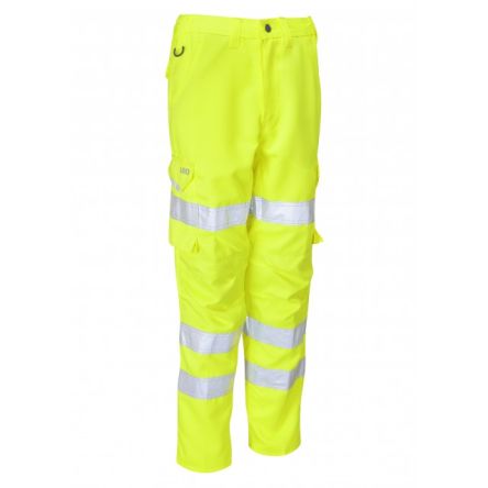 Leo Workwear CL01-Y Damen Warnschutzhose, Baumwolle, Polyester Gelb, Größe 68 → 74cm X 27Zoll