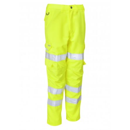 Leo Workwear Pantaloni Di Col. Colore Giallo CL01-Y, 98 → 106cm Per Donna, Alta Visibilità, Antimacchia,
