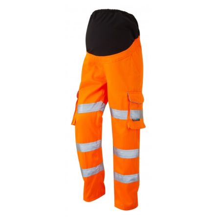 Leo Workwear Pantalon Haute Visibilité CM01-O, Taille 82 → 98cm, Orange, Femme, Haute Visibilité, Résistants Aux