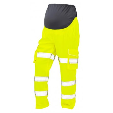 Leo Workwear CM01-Y Damen Warnschutzhose, Baumwolle, Polyester Gelb, Größe 82 → 98cm X 29Zoll
