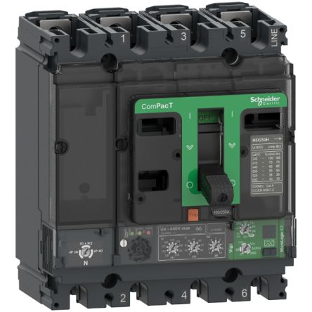 Schneider Electric, ComPacT New Generation MCCB 4P 100A, Fixed Mount