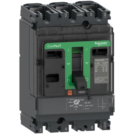 Schneider Electric, ComPacT MCCB 3P 220A, Fixed Mount
