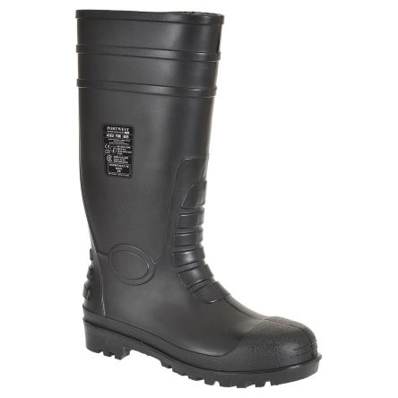 Portwest FW95 Black Steel Toe Capped Unisex Safety Wellingtons, EU 40