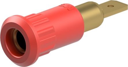 Staubli Conector Hembra Para Pruebas Hembra, 25A, 30V Ac, Contacto Oro, Rojo