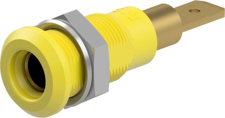 Staubli Stäubli Bananenbuchse Gelb, Kontakt Vergoldet, 30V Ac / 25A Flachstecker