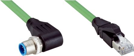 Sick Conector Y Cable, Con. A M12 Macho, 4 Polos, Con. B RJ45 Macho, 4 Polos, Cod.: D, Long. 5m, 300 V Ac, 1,5 A, IP67