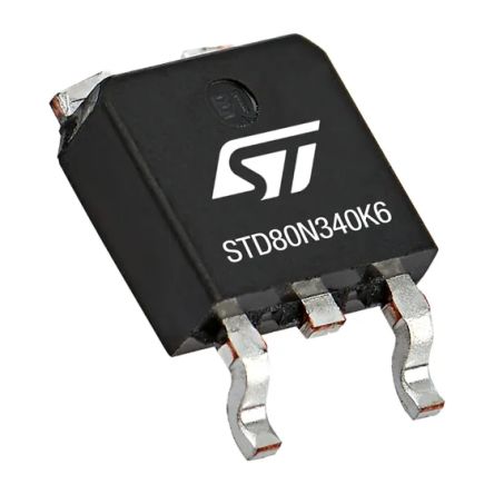 STMicroelectronics STD80N340K6 N-Kanal, SMD MOSFET 800 V / 12 A, 3-Pin DPAK-3