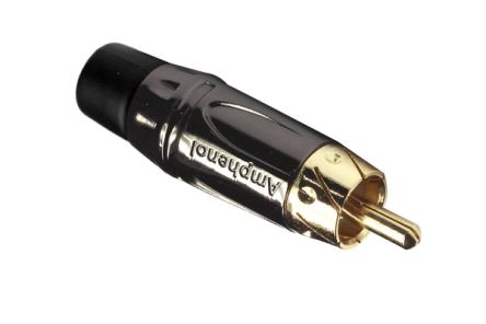 Amphenol Audio Stecker Gerade Schwarzverchromt Cinchstecker, Kontakt Vergoldet / 10A, Kabelmontage