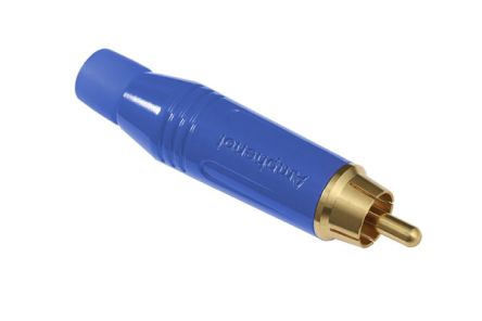 Amphenol Audio Stecker Gerade Blau Cinchstecker, Kontakt Vergoldet / 10A, Kabelmontage