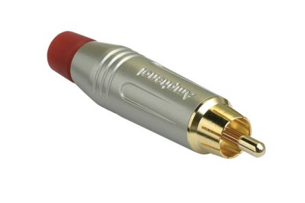 Amphenol Audio Stecker Gerade Seidenmattgold Cinchstecker, Kontakt Vergoldet / 10A, Kabelmontage