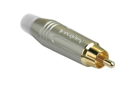 Amphenol Audio Stecker Gerade Seidenmattgold Cinchstecker, Kontakt Vergoldet / 10A, Kabelmontage